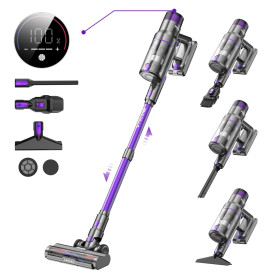Vistefly V15s Max Aspirateur Balai sans Fil 580W, 55Kpa Aspirateur sans Fil Puissant 8 en 1, Écran Tactile LED Autonomie 70min D