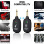 Système de guitare sans fil A8-2 UHF Audio Émetteur récepteur sans fil pour guitare acoustique, basse, violon, clavier, instrume