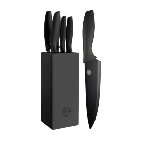 MasterChef Couteaux de Cuisine avec Bloc, Contient : Couteau d'Office Universel, Couteau à Viande et Pain, Couteau de Chef, Acie