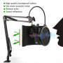Frgyee Bouclier d'isolation de Microphone avec Support de Micro et Filtre Anti-Pop, Bouclier Sonore Pliable pour la Plupart des 
