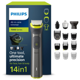 Philips Multigroom Series 7000 - Tondeuse tout-en-un équipée de 14 sabots pour le visage, la tête et le corps, et 21 hauteurs de Philips Multigroom Series 7000 - Tondeuse tout-en-un équipée de 14 sabots pour le visage, la tête et le corps, et 21 hauteurs de