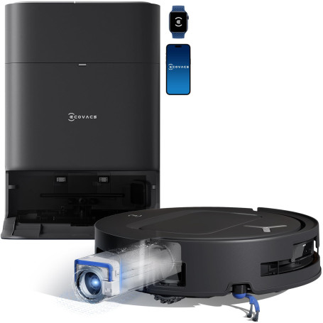 ECOVACS DEEBOT T80 Omni Robot Aspirateur Laveur, 18 000 Pa, Nettoyage Automatique instantané OZMO Roller, ZeroTangle 3.0, Lavage