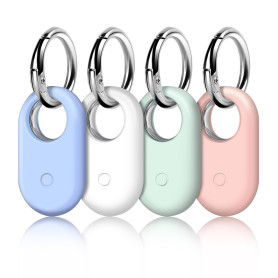 LETREEN Coque pour Samsung Galaxy SmartTag 2, Lot de 4 Étui de Protection en Silicone, Antichoc Anti-Rayures avec Porte clé pour