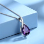 Bellitia Jewelry Collier pendentif avec améthyste naturelle en forme de poire pour Femmes, Collier pendantes en Argent Sterling 