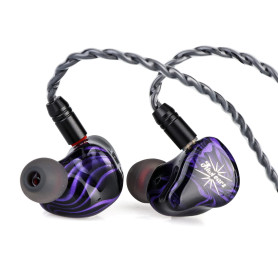 Linsoul Kiwi Ears Quartet 2DD+2BA Moniteur Intra-Auriculaire Hybride, HiFi Écouteurs avec Coque en Résine Artisanale, Câble IEM 
