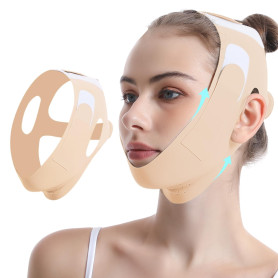 Masque Visage V-Line Refroidissant,Version Améliorée Ice-Cool,Masque Anti Double Menton Réutilisable,Bande Lifting Visage en Tis