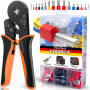Swetfela 0.08-16mm²Pince a Sertir,Pince à Sertir Avec 1200pcs Cosse Electrique (300 Bornes à Double Fil),Pince a Sertir Cosse El