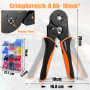 Swetfela 0.08-16mm²Pince a Sertir,Pince à Sertir Avec 1200pcs Cosse Electrique (300 Bornes à Double Fil),Pince a Sertir Cosse El