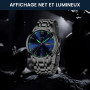 LIGE Montre Homme Quartz Analogique Bracelet Acier Inoxydable Étanche