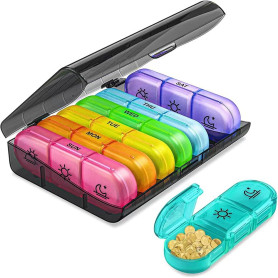 Pilulier Semainier Matin, midi et soir, Piluliers Medicaments 7 Jours 21 Compartiments, de Grande Capacite pour Poche ou Poche d