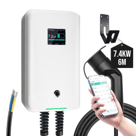 Morec Chargeur ev Type 2 32A 7KW 6M avec APP Prend en Charge la Connexion Standard Bluetooth et WiFi pour la Station de Charge e