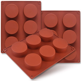 Newk Lot de 3 moules cylindriques en silicone à 6 cavités de 5,1 cm pour cupcakes, savons faits à la main, muffins, gâteaux, che