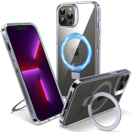 Flyzoo Coque Magnétique pour iPhone 13 Pro Max avec Support Invisible, [Compatible avec MagSafe] Etui Housse Transparente avec P