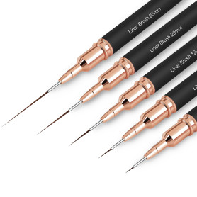 ZEOHBETY Lot de 5 pinceaux métalliques pour nail art, pinceaux de peinture, outils de dessin pour les lignes longues, détails fi