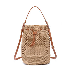 EVEOUT Sacs bandoulière Rétro Tissés Paille Femme Été Style bohème Grand Cabas Sacs portés épaule Paille Plage