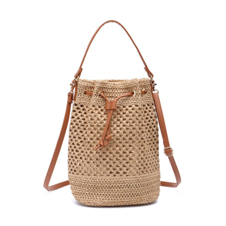 EVEOUT Sacs bandoulière Rétro Tissés Paille Femme Été Style bohème Grand Cabas Sacs portés épaule Paille Plage