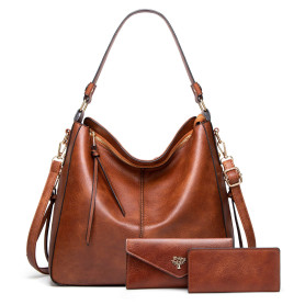 BestoU Sac a Main Femmes PU Cuir Sac à Bandoulière D'épaule Fourre-Tout Portefeuille Set