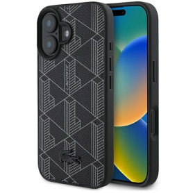CG MOBILE Lacoste LCHMP16SPBSK Coque pour iPhone 16 6,1" Noir Blend Monogram MagSafe
