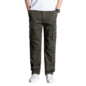 Olmecs Hommes Pantalons Elastique Coton Taille Plus Cargo Droite avec Poches Printemps/Automne