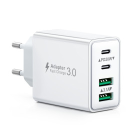 Chargeur USB C, 40W 4 Port Prise Chargeur Rapide USB C, Multiple Secteur Double PD+QC 3.1A Type C Adaptateur pour iPhone 16 15 1