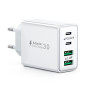 Chargeur USB C, 40W 4 Port Prise Chargeur Rapide USB C, Multiple Secteur Double PD+QC 3.1A Type C Adaptateur pour iPhone 16 15 1