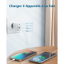 Chargeur USB C, 40W 4 Port Prise Chargeur Rapide USB C, Multiple Secteur Double PD+QC 3.1A Type C Adaptateur pour iPhone 16 15 1