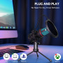 Hoppac Micro PC Micro Gaming, USB Microphone Condensateur Professionnel avec Trépied et Filtre Anti-Pop, Micro Gamer pour Podcas