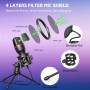 Hoppac Micro PC Micro Gaming, USB Microphone Condensateur Professionnel avec Trépied et Filtre Anti-Pop, Micro Gamer pour Podcas
