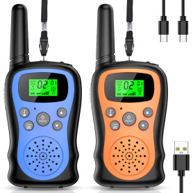 Talkie Walkie Enfants Rechargeable, Pakinui Talkie Walkie Longue Portée 3 KM avec Batterie 1000mAh, Ensemble de 2 Talki Walki av