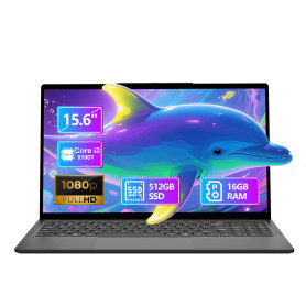 Ordinateur Portable 15,6", PC Portable 16Go RAM 512Go SSD,Core I3-8100Y, Carte Graphique UHD Laptop Win11 & Ecran 1080P, Webcam,