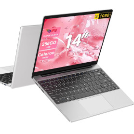 2025 Newest Ordinateur Portable 14 Pouces PC Portable Win11 256 Go Soutien Extension SSD 1TB(TF-512Go) Celeron N4020 Laptop avec