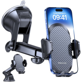 Miracase Support Téléphone Voiture [2025 Ventouse Puissante] Porte Telephone Voiture Tableau de Bord, Rotation 360° Portable Ven