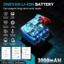 ONEVAN cle a choc sans fil brushless, boulonneuse a choc 1/2" acec 2x3.0Ah batteries et chargeur, 300nm, 2 vitesses, 2 en 1 clé 