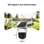 AOSU 2 Paquets 2K Camera Surveillance WiFi Exterieure sans Fil Camera Solaire WiFi Exterieur, 3MP 360°Panoramique PTZ, Vision Vo
