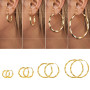 Bestyle Boucles d'oreilles créoles en Acier Inoxydable pour Femmes Argent/plaqué Or/Noir Grosses Boucles d'oreilles Rondes Diamè