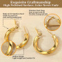 Bestyle Boucles d'oreilles créoles en Acier Inoxydable pour Femmes Argent/plaqué Or/Noir Grosses Boucles d'oreilles Rondes Diamè