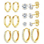 Dochais 14K Ensemble de Boucles d'Oreilles Plaqué - Créoles Huggie Hypoallergéniques, Clous d'Oreilles en Or et Petites Créoles 