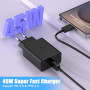 45W Chargeur USB C Secteur Charge Rapide pour Galaxy S25/S25 Ultra/S24/S23/S22/S21/S20/Note 20/A73/A54, Z Fold5, Flip5, Flip4, F