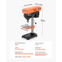 VEVOR Perceuse à Colonne d'Établi 203,2 mm, Moteur à Induction, 500 W, Vitesse Réglable 550/950/1450/1950/2500 tr/min, Table de 