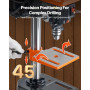 VEVOR Perceuse à Colonne d'Établi 203,2 mm, Moteur à Induction, 500 W, Vitesse Réglable 550/950/1450/1950/2500 tr/min, Table de 
