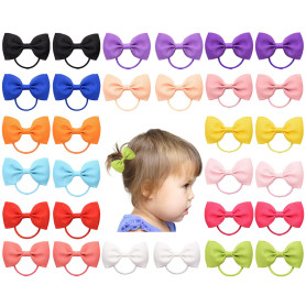 30 Pièces ChouChou Noeud Papillon Accessoires de Cheveux pour Filles,Bébé arcs élastiques à cheveux avec ruban gros-grain,pour l