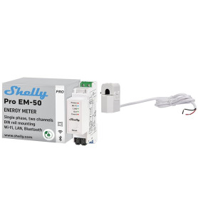 Shelly Pro EM 50A | Compteur électrique monophasé par impulsion | 2 canaux | LAN, Wi-Fi & Bluetooth & Split Core Current Transfo