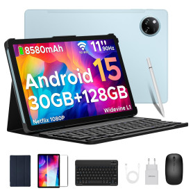 DOOGEE Tab A9 Pro+ Tablette Android 15,Tablette 11 Pouces/90Hz, Batterie 8580mAh, 30GB + 128GB/TF 2TB,Unisoc T7200 Tablette avec