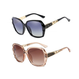 JZK Lot de 2 paires de lunettes de soleil polarisées anti-éblouissement pour femme - Lunettes de soleil surdimensionnées - Prote