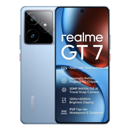 realme GT 7 5G Téléphone Portable,Batterie 7000 mAh,Dimensity 9400‌e,Caméra 50MP +50 MP,120Hz 6.78" Écran,12GB+512GB Smartphone 