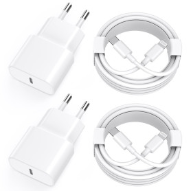 Chargeur Rapide iPhone 11 12 13 14,4Pack [Certifié Apple MFi ] Chargeur de 20W Adaptateur avec 2M USB-C de données Lightning Cor