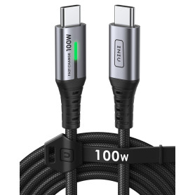 INIU Câble USB C, 2m 100W PD 5A Cable USB C Charge Rapide QC 4.0 Chargeur Type C Nylon Tressé pour iPhone 16 15 Samsung S23 Ultr