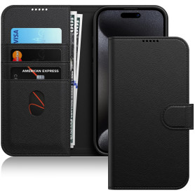 JETech Coque Portefeuille pour iPhone 15 Pro Max 6,7 Pouces, Étui Housse Magnétique à Rabat en Cuir PU Antichoc avec Porte-Carte