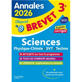 Annales Brevet 2026 - Sciences 3e - sujets et corrigés