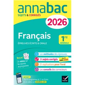 Annales du bac 2026 - Annabac Français 1re générale (bac de français écrit & oral)